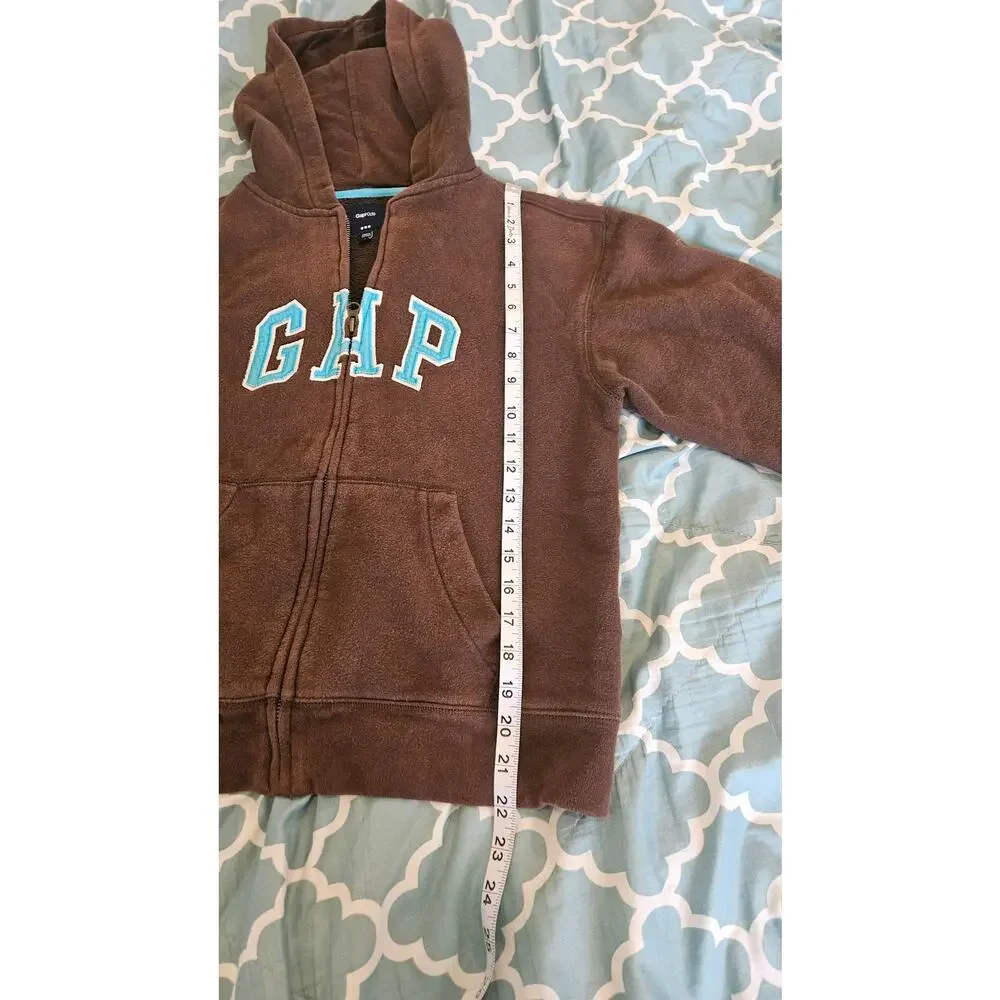 Gap Child Size Large Brown Long Sleeve Full Zip Closure Hooded Sweater
